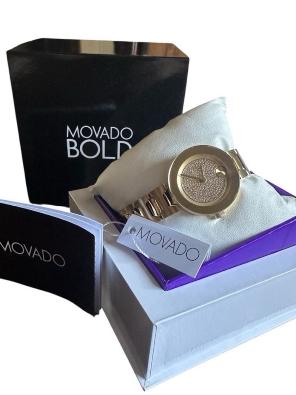 Movado Women's Gold Crystal Pavé Dial Bracelet Watch - Picture 3 of 6